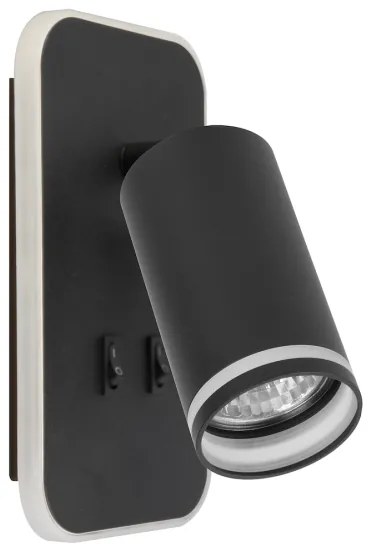 LED fali spotlámpa PIPE 1xGU10/10W/230V + LED/6W fekete