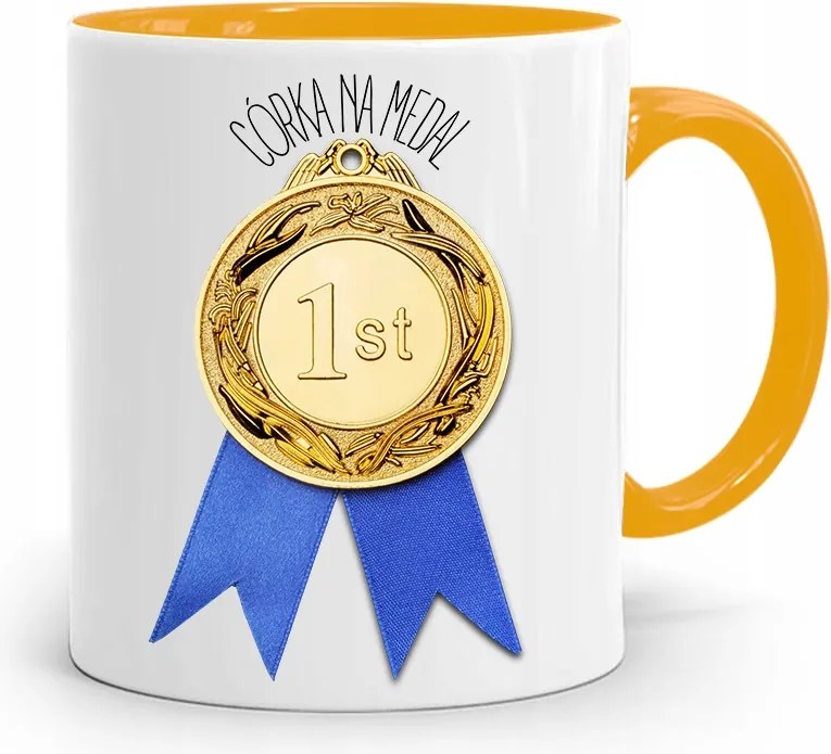 Sárga Bögre Ajándék Lányának Lánya Érem Nyomtatott Fotóval