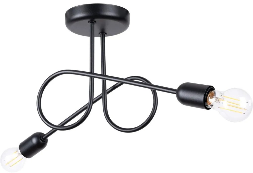 Sollux SL.1472 - Felületre szerelhető csillár LOOP 2xE27/15W/230V fekete