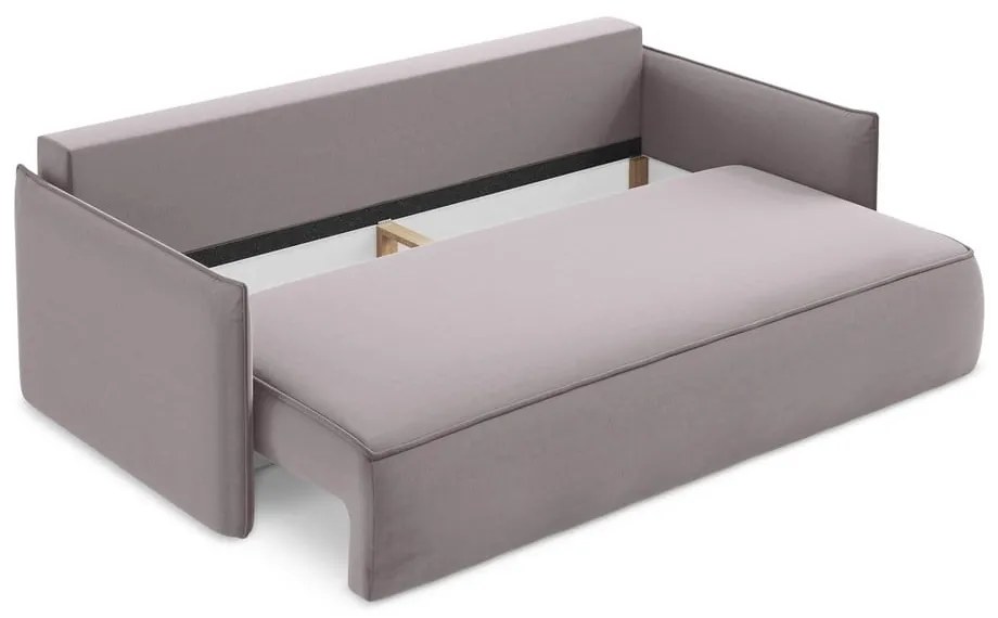 Levendula színű bársony kinyitható-tárolóhelyes kanapé 225 cm Hula – Makamii