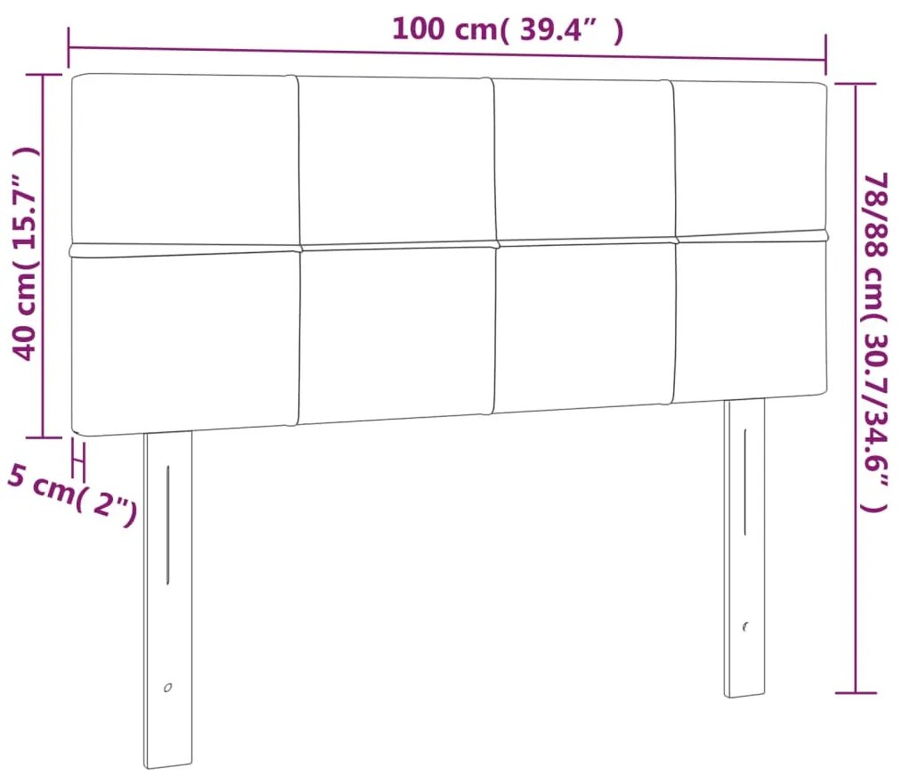 sötétkék bársony LED-es fejtámla 100x5x78/88 cm