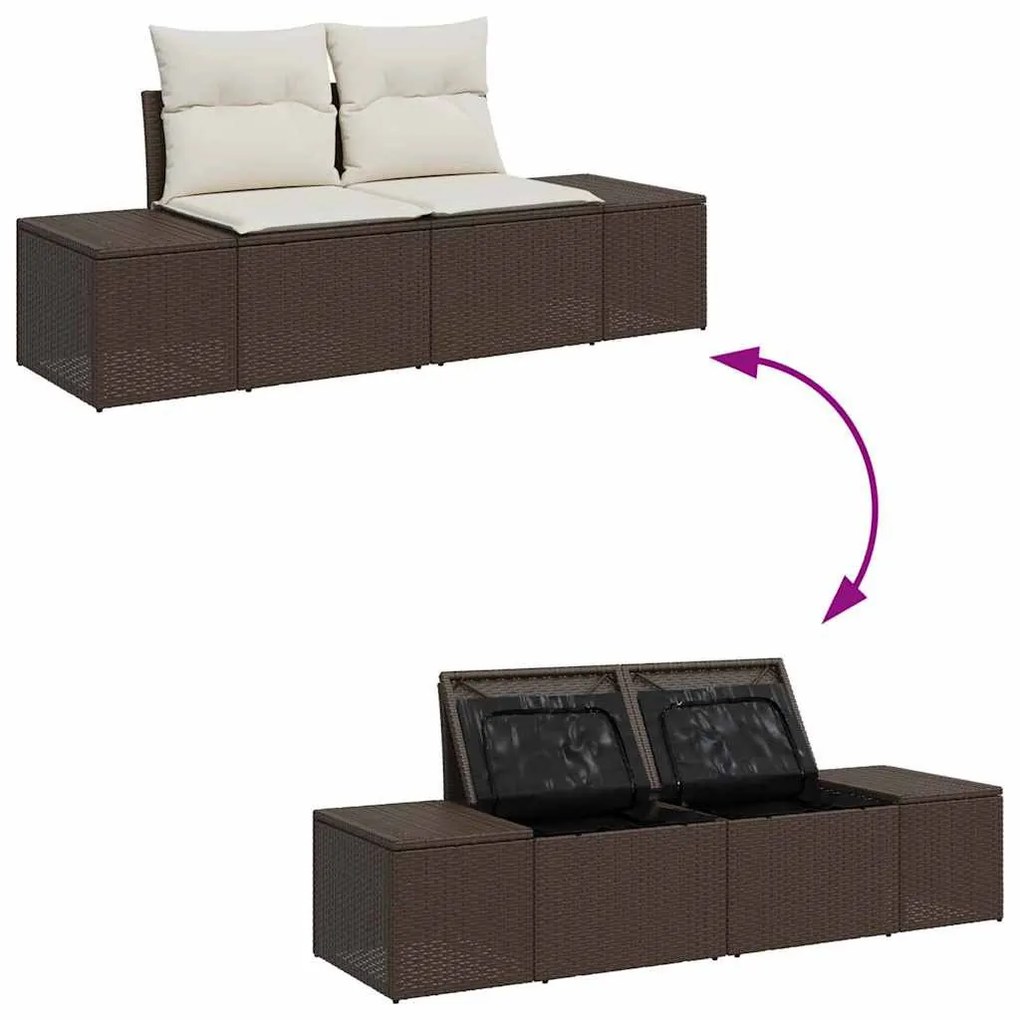 Kerti Kanapé Szett 8 pcs Barna és krémszínű 319 x 209 x 85 cm