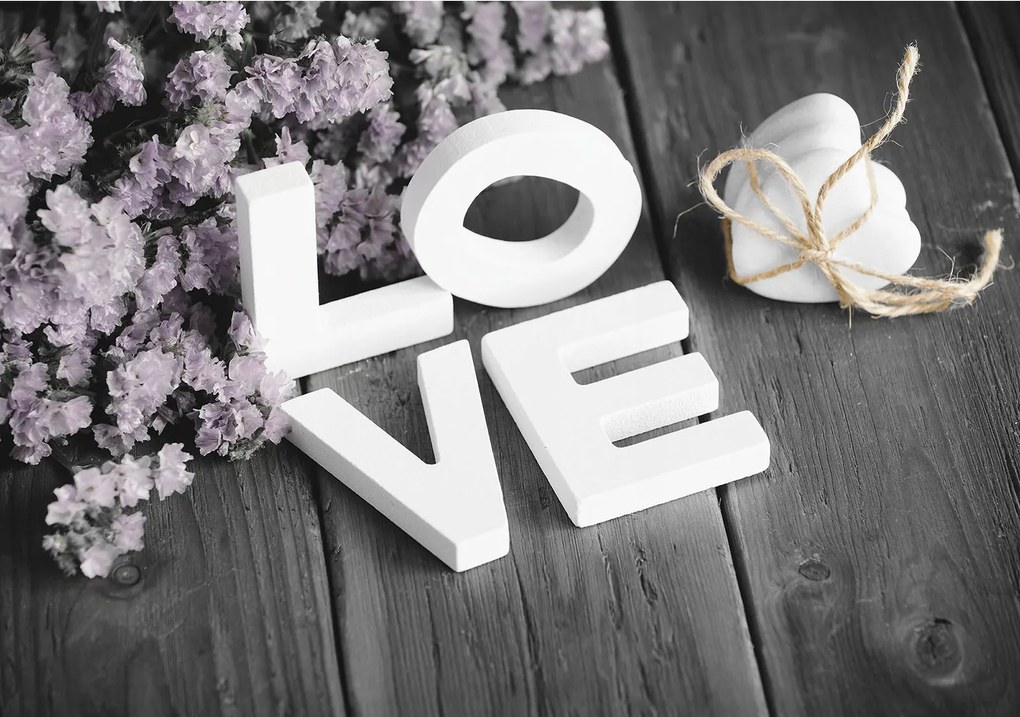 Fotótapéta Love Levendula szív vinil fa 312x219 +ragasztó