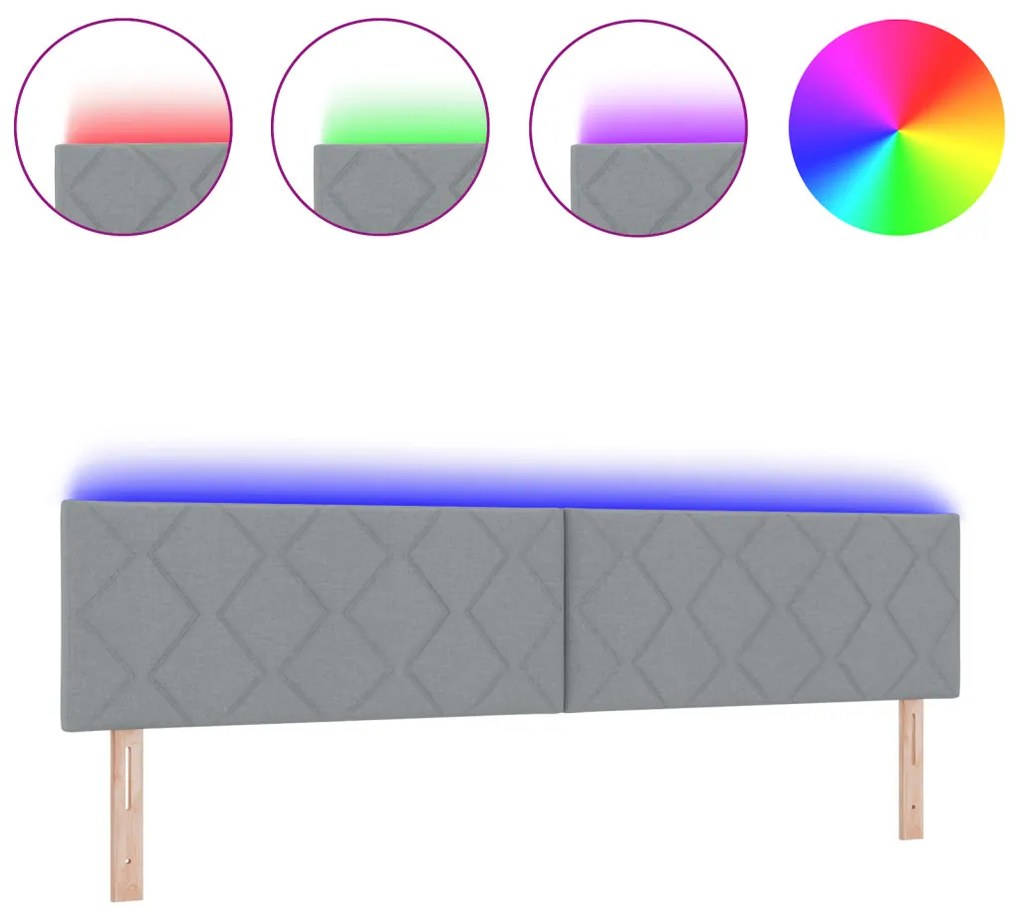 Fejtámla LED -es lámpákkal Világosszürke 200 cm szövet