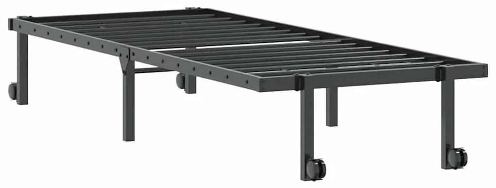 fekete acél ágykeret matrac nélkül összecsukható 80x200 cm