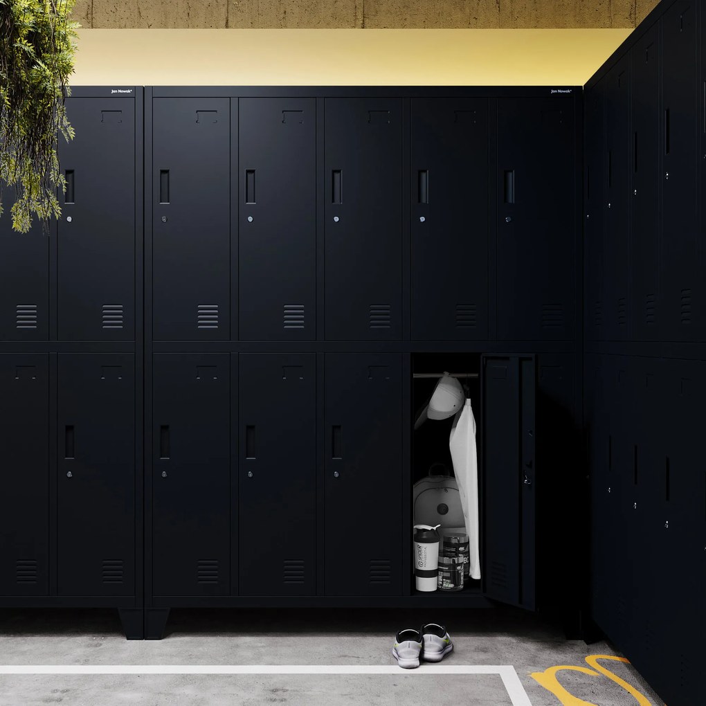 Fém BHP öltözőszekrény 10 ajtóval BARTEK 1360 x 1720 x 450 mm, fekete