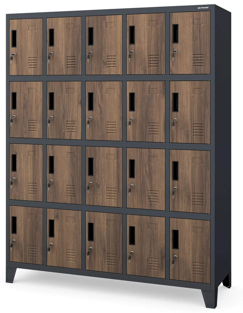 Rekeszes szekrény ROBERT, 1360 x 1720 x 450 mm, Eco Design: antracit/ diófa színben