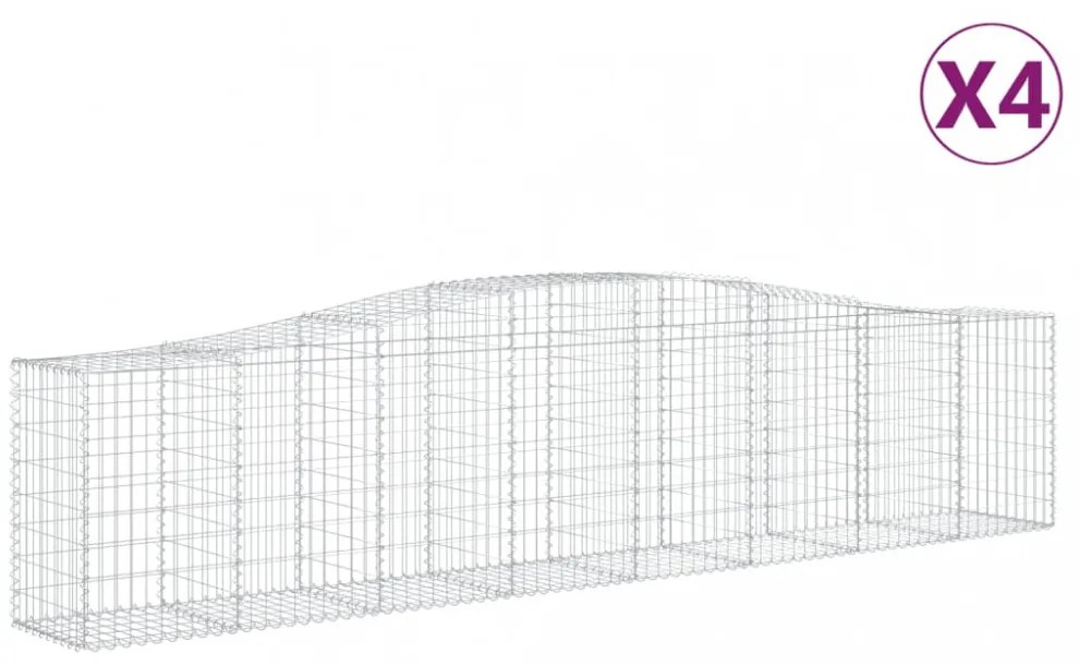 vidaXL 4 db íves horganyzott vas gabion kosár 400x50x80/100 cm