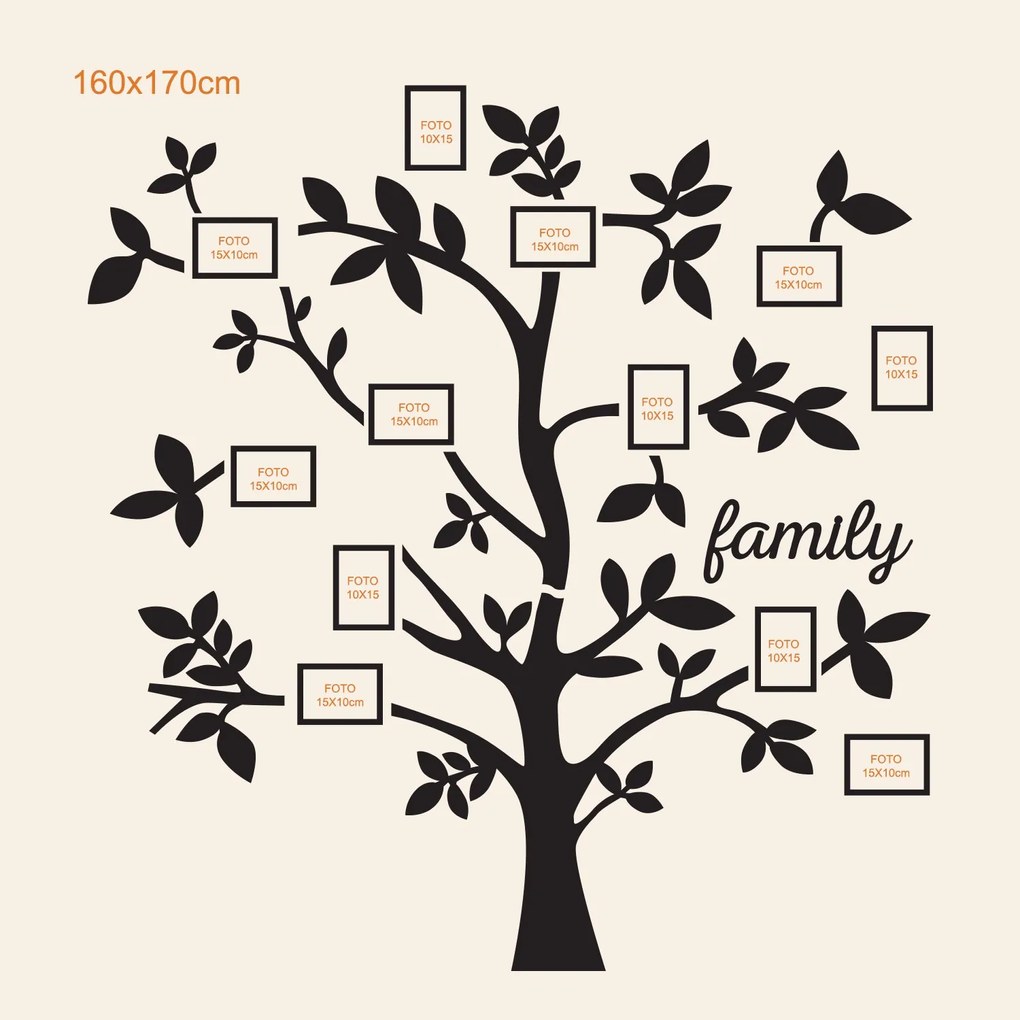 DUBLEZ | Fali fa dekoráció képkeretekkel – Family
