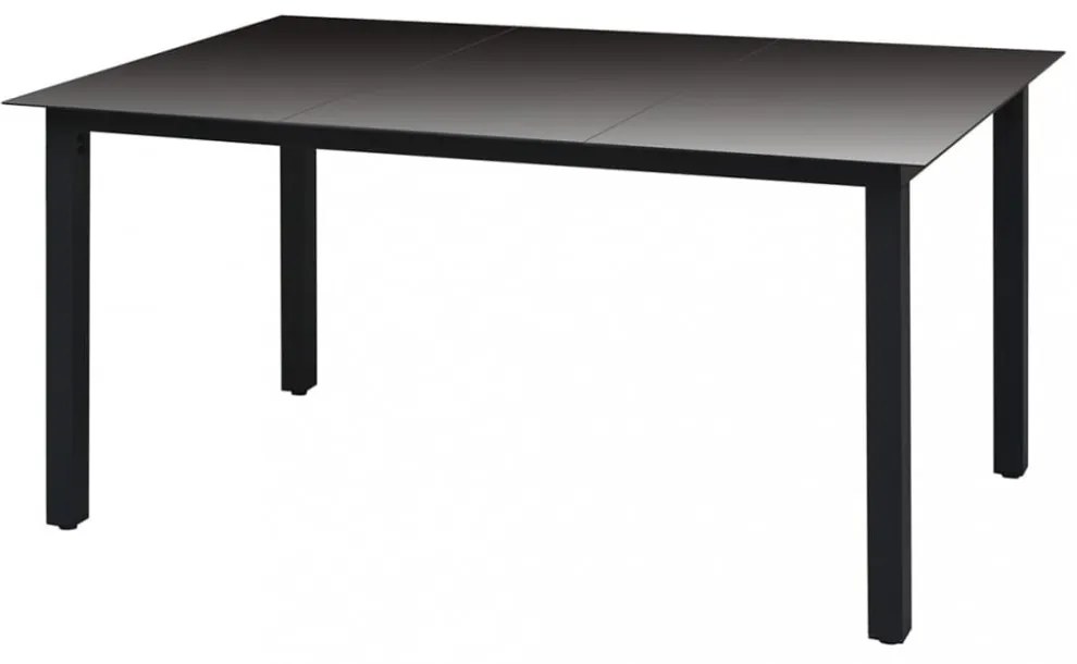 fekete alumínium és üveg kerti asztal 150 x 90 x 74 cm