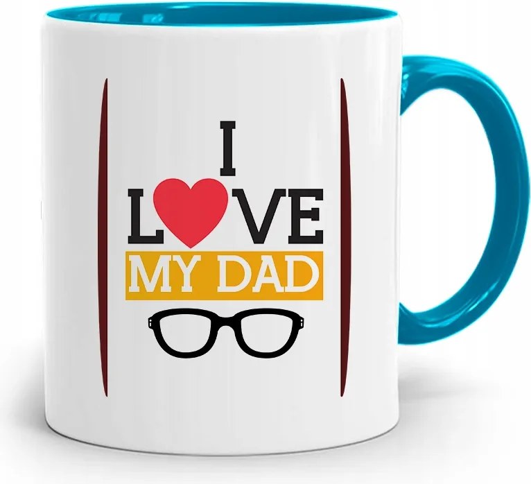 Kék Bögre Ajándék Apának I Love My Dad fényképes nyomtatással