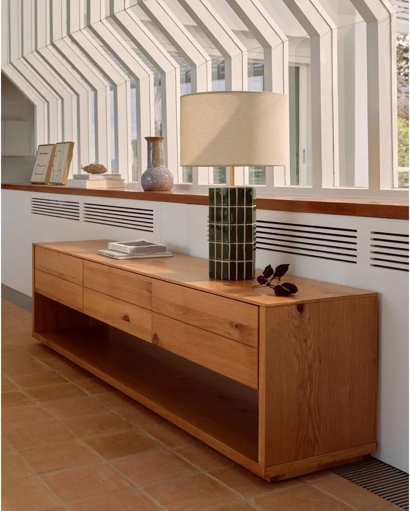 Zöld-krémszínű asztali lámpa textil búrával (magasság 61,5 cm) Rue – Kave Home