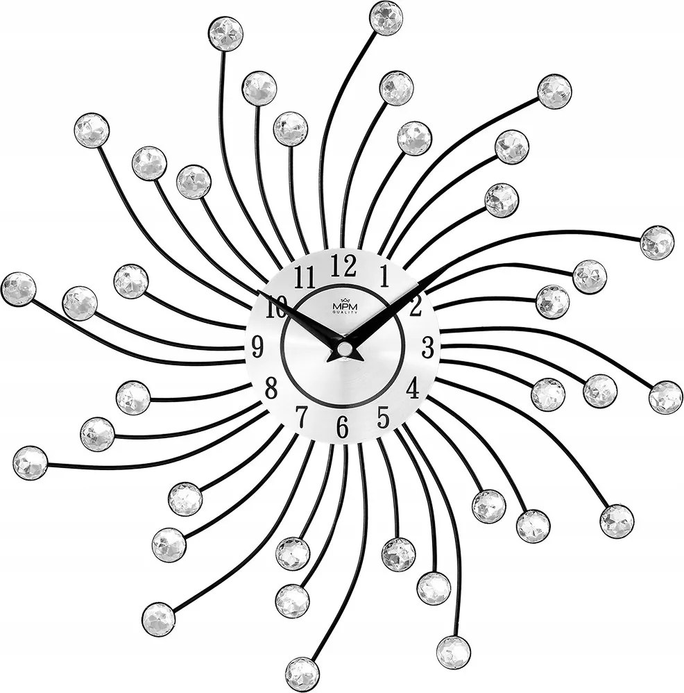 Lenyűgöző Ezüst Falióra Mpm Kristályokkal E04.4495.70 33 cm
