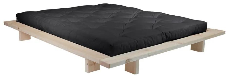 Japan Comfort Mat Raw/Black borovi fenyőfa franciaágy matraccal, 140 x 200 cm - Karup Design