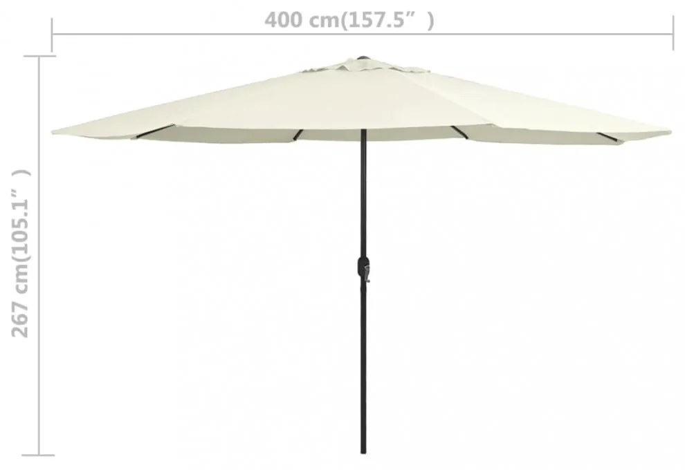 homokszínű kültéri napernyő fémrúddal 390 cm