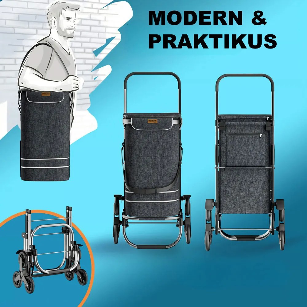 COMFORT bevásárlótáska lépcsőjáró kerekekkel, 50l, fekete Jurhan