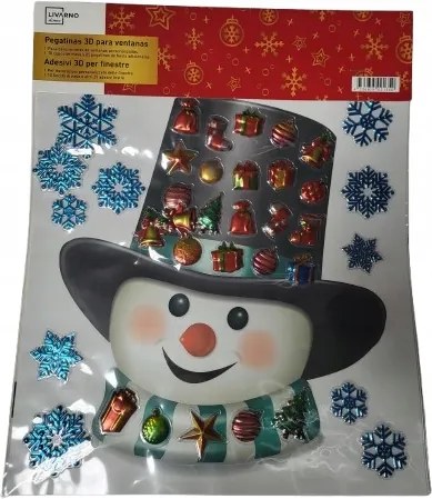 Livarno Home Karácsonyi matricák 3D Hóember ablakra 35 db a csomagban