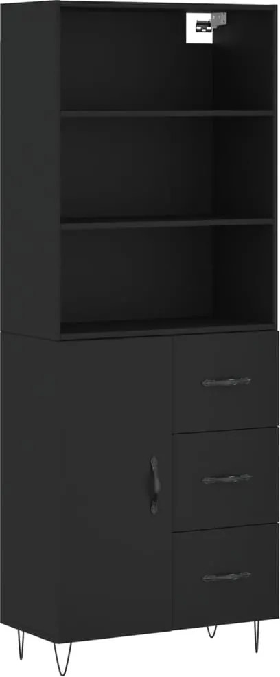 vidaXL fekete szerelt fa magasszekrény 69,5 x 34 x 180 cm
