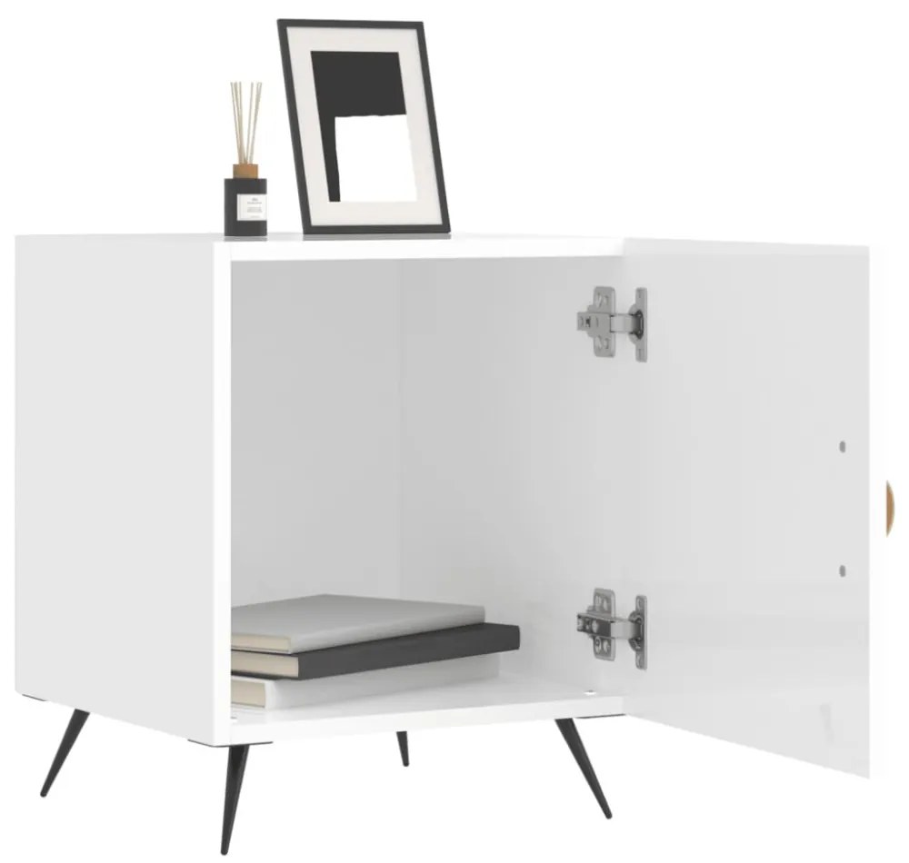 vidaXL magasfényű fehér szerelt fa éjjeliszekrény 40 x 40 x 50 cm