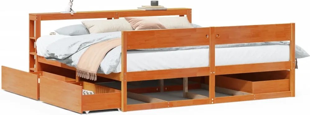 vidaXL viaszbarna tömör fenyőfa ágy matrac nélkül 180 x 200 cm