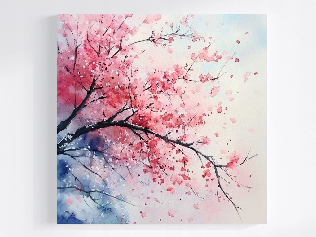 Vászonkép Canvas Akvarell Ázsia Japán Keleti Cseresznye Sakura 40x40