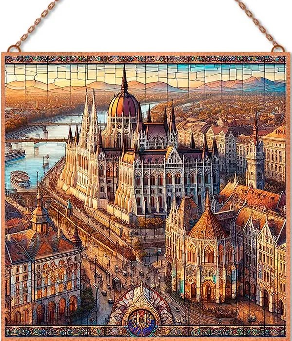 Budapesti montázs üvegkép, falikép