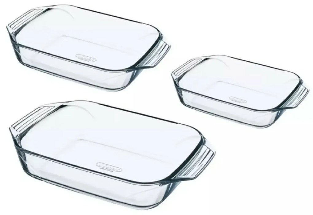 Pyrex üveg sütőedény készlet 3 db, 1,4 l + 3 l + 4l