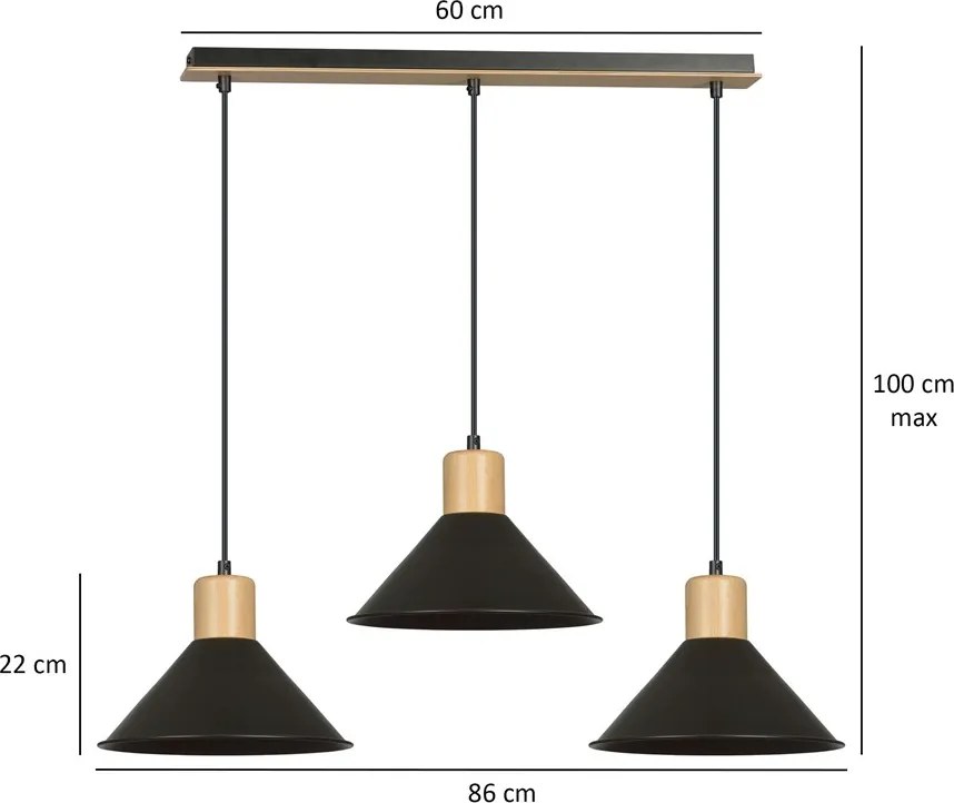 Emibig skandináv függeszték rowen fekete emi1044/3