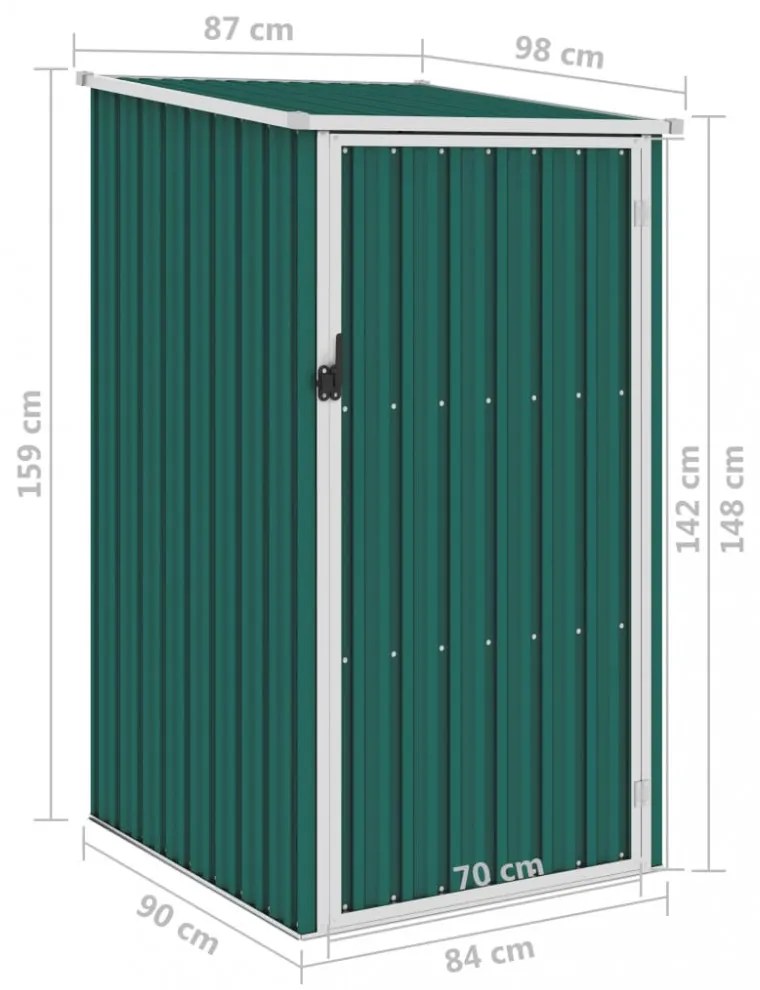 zöld horganyzott acél kerti fészer 87 x 98 x 159 cm