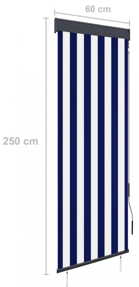 kék és fehér kültéri roló 60 x 250 cm