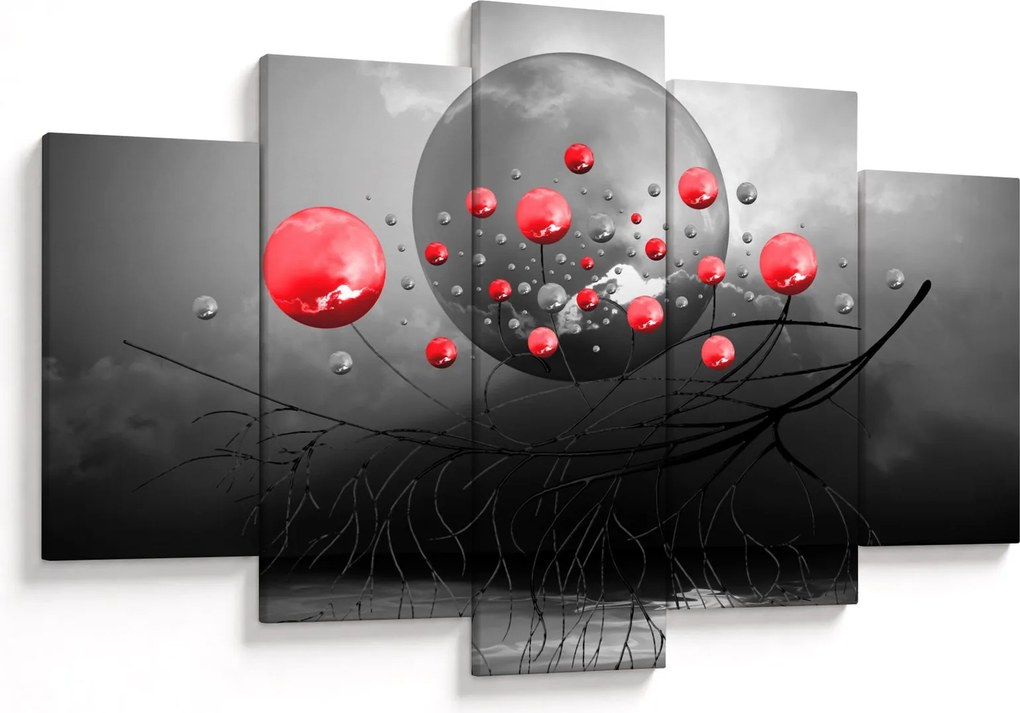 Piros absztrakt gömbök képe (150x105 cm)