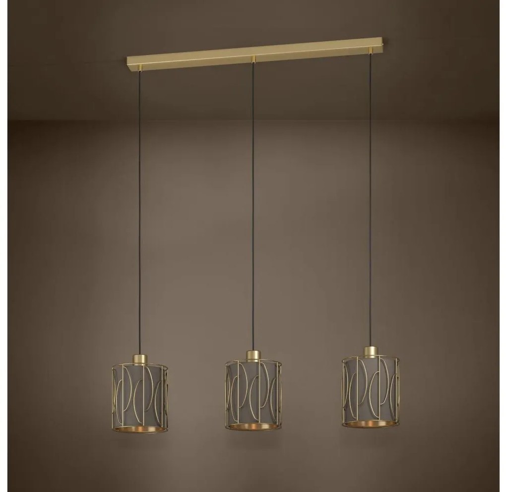 Eglo 390207 - Csillár zsinóron COROJAL 3xE27/40W/230V arany/barna