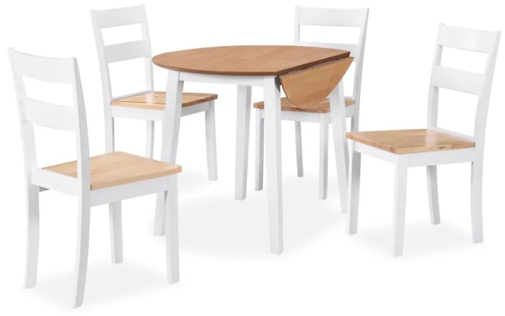 5 részes fehér MDF és gumifa étkezőgarnitúra