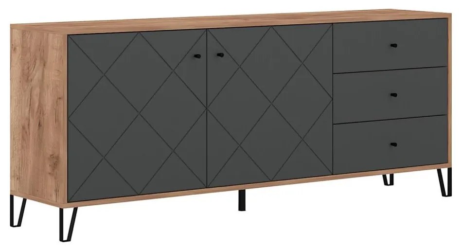 Komód SULA craft tölgy/fekete