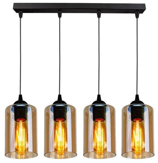 Fekete függőlámpa üveg búrával 10x65 cm Bistro – Candellux Lighting
