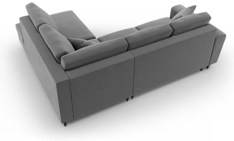 Világosszürke bársony kinyitható tárolóhelyes sarokkanapé (jobb oldali-L alakú) Kyoto – Cosmopolitan Design