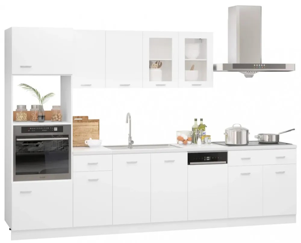 Lyon 7 részes fehér szerelt fa konyhai szekrénygarnitúra