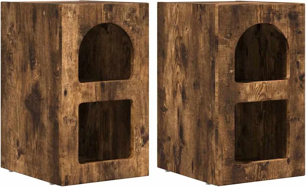vidaXL Éjjeli asztal 2 pcs Füstölt tölgy 29,5 x 33,5 x 50 cm Faanyag