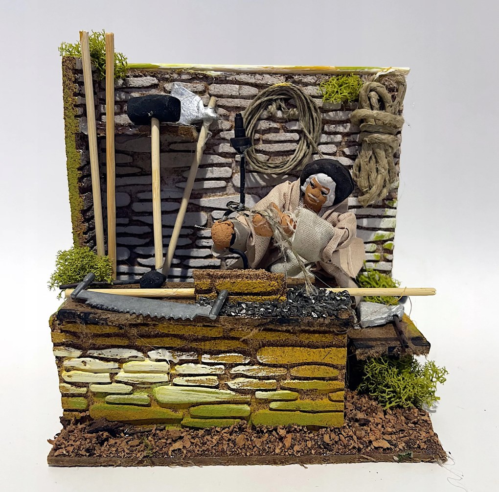 Mozgatható Karácsonyi Betlehem Figura.- Asztalos munka közben, 7-8cm magas figurákhoz