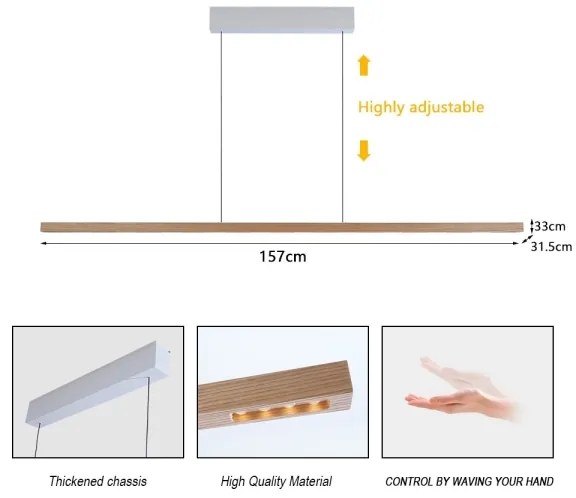Immax NEO 07310L-LED dimmelhető kábeles csillár érzékelővel MADEIRA 37W/230V 157 cm kőris