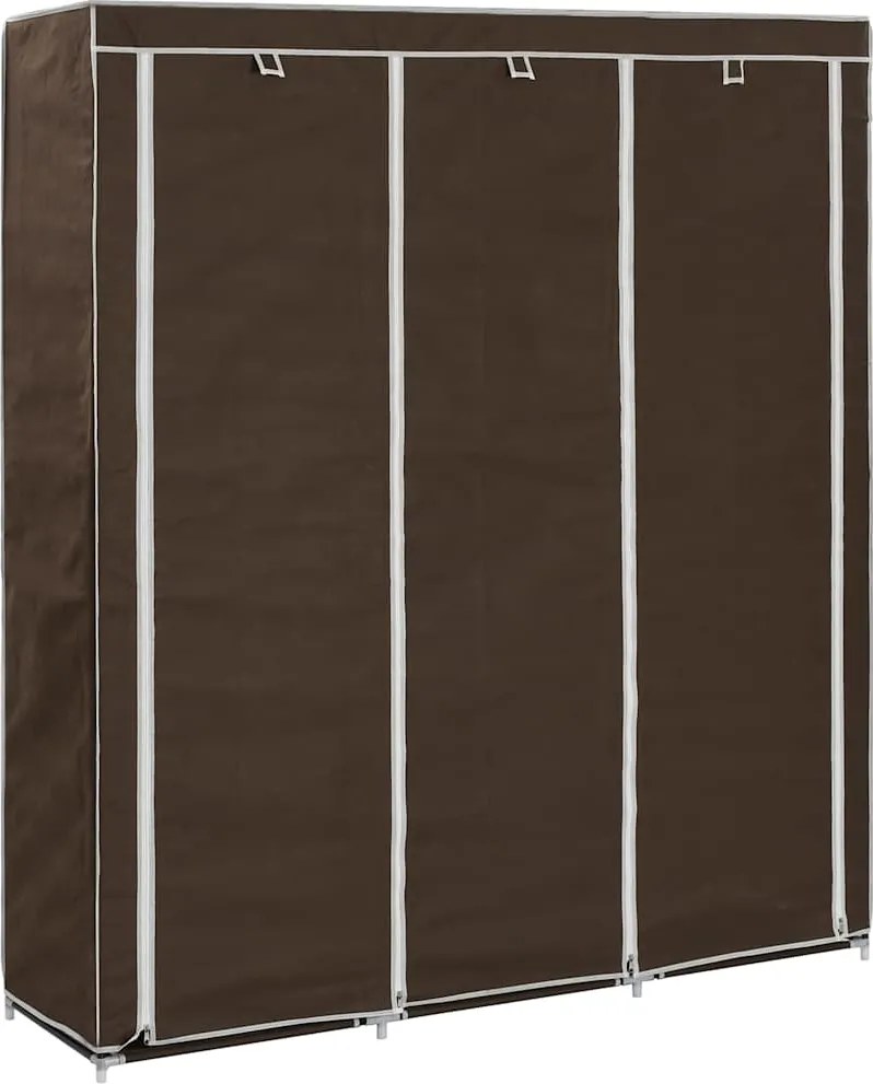 vidaXL barna szövet ruhaszekrény rekeszekkel és rudakkal 150x45x175cm