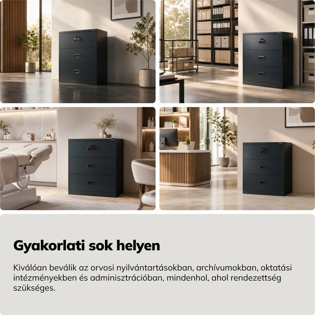 Fém kartotékszekrény, antracit, 900x1020x600 mm: SARA XL V3