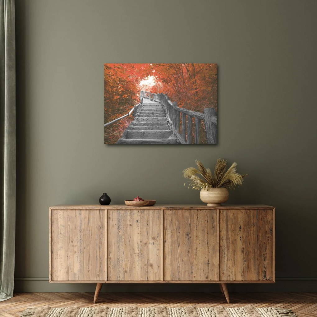Kép - Lépcsők a természetben, narancssárga (70x50 cm)