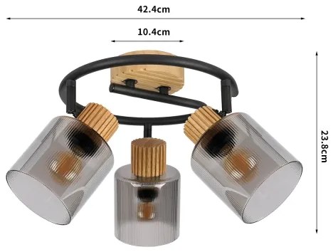 Brilagi - HYGGE spotlámpa 3xE14/15W/230V fa/füstszínű