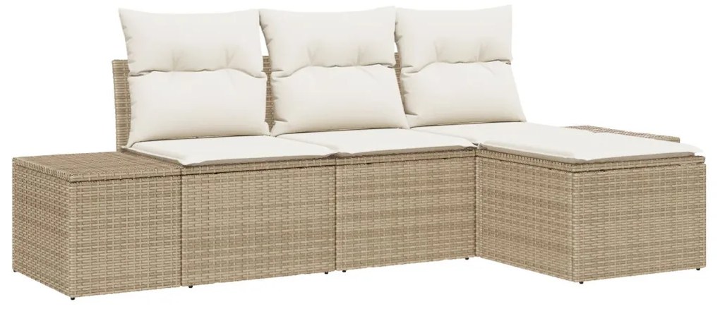 Kerti Kanapé Szett párnával 4 pcs Bézs polirattan