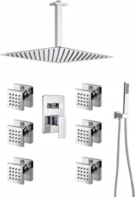 Falsík Alatti Zuhanyszett Hidromasszázs Króm Esőztető 30 cm