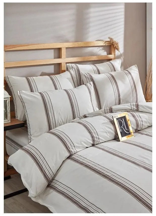 Barna-bézs kétszemélyes hosszabbított pamut ágyneműhuzat 200x220 cm – Mila Home