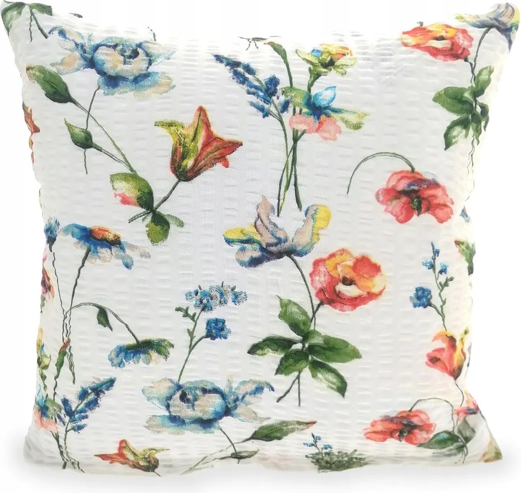 Fakéreg párnahuzat 70x80 virágos akvarell minta fehér alapon