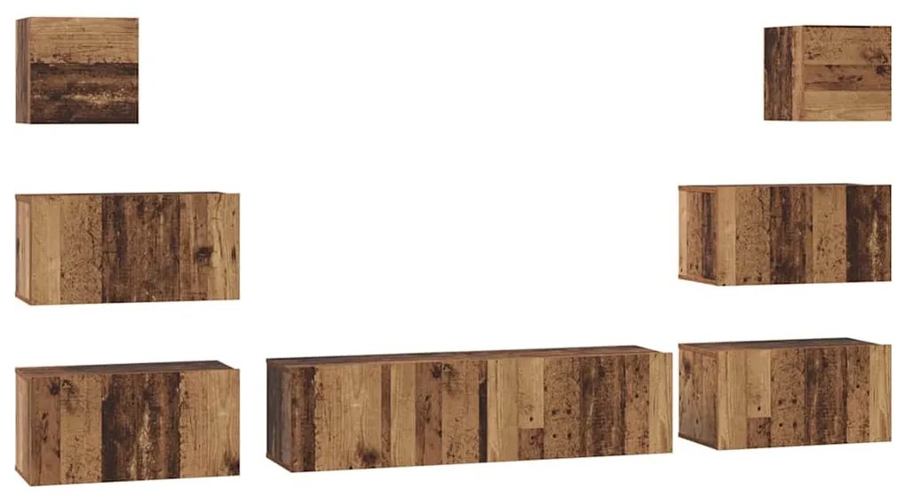TV szekrény garnitúra 8 pcs Régi fa 60 x 30 x 30 cm Faanyag