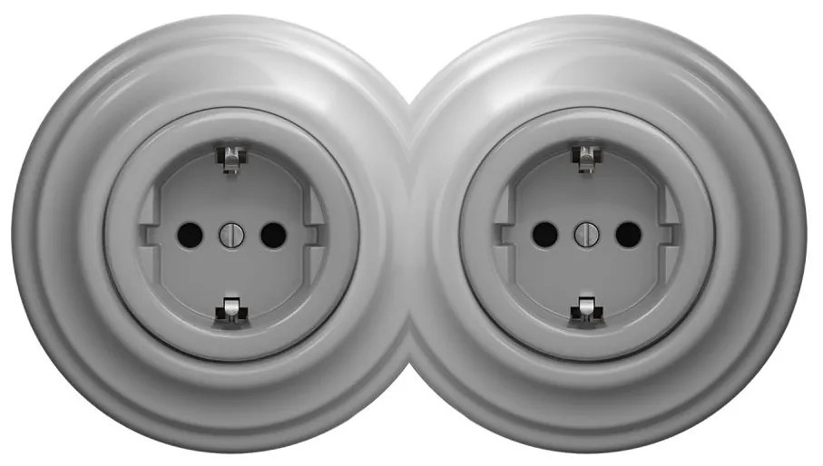 Kliklap - Dupla retro fali dugalj kerettel SCHUKO 230V szürke